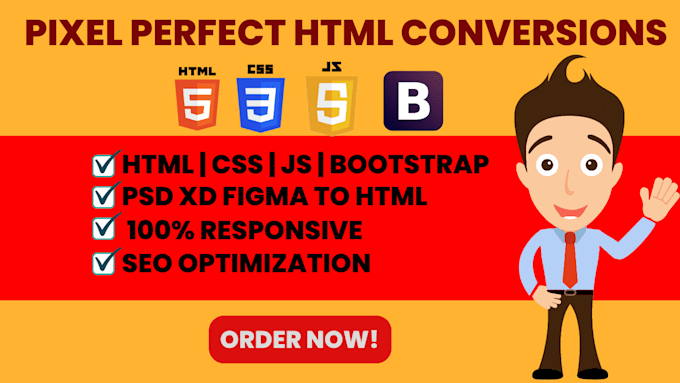 do frontend web development, figma, PSD, xd  to html css javascript