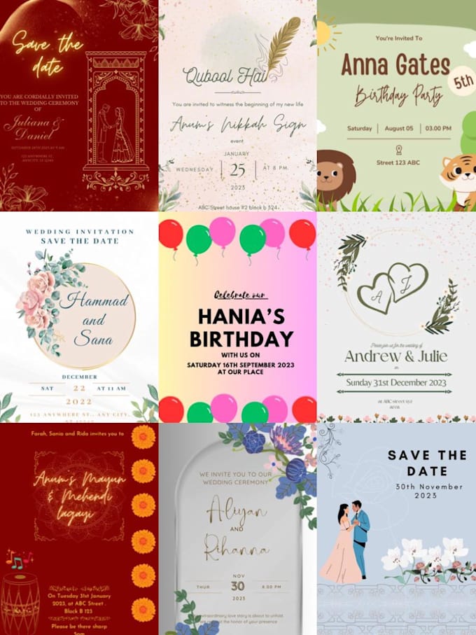 Design a digital invitation card for you wedding birthdays and much ...