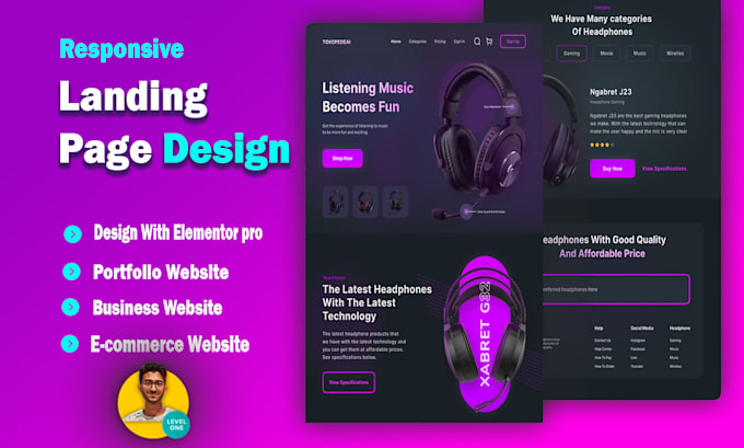 convert ui ux design to wordpress landing page with elementor pro