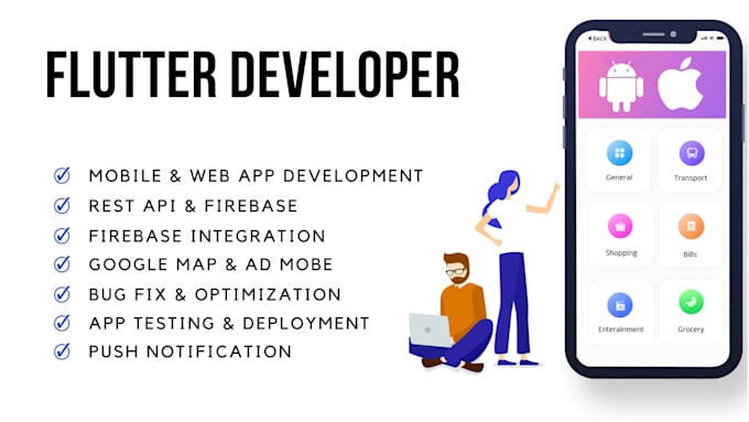 Flutter mobile and web app development by Aryasolutions | Fiverr