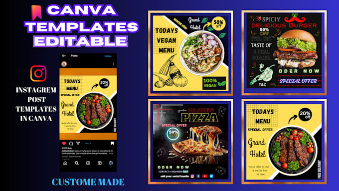 Design editable instagram post templates by Princemeg | Fiverr