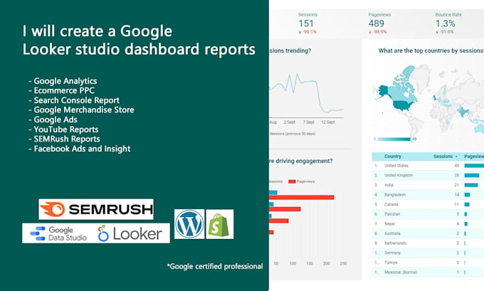 Create a google looker studio dashboard reports by Rthanujan | Fiverr