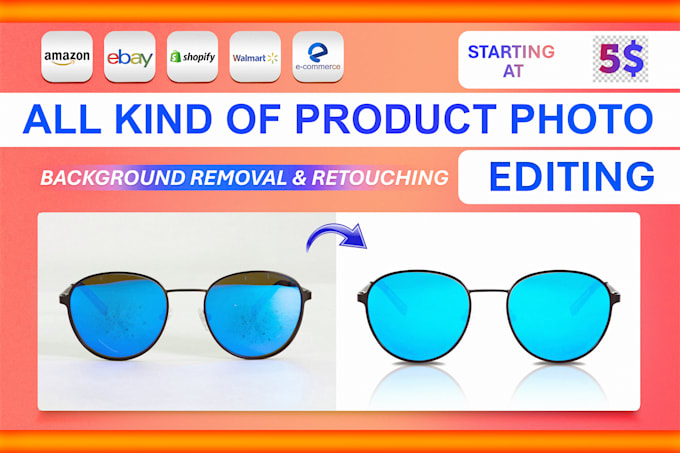 do all product photography editing and background remove with quality