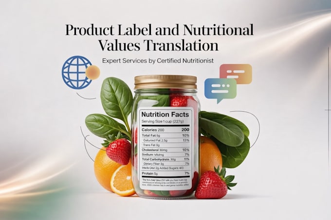 translate food product label and nutritional values