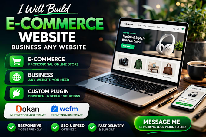 build ecommerce online webshop and woocommerce multivendor wcfm, dokan website