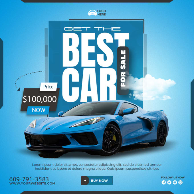 Design car poster, ad, flyer, for sale or rent on website or social ...