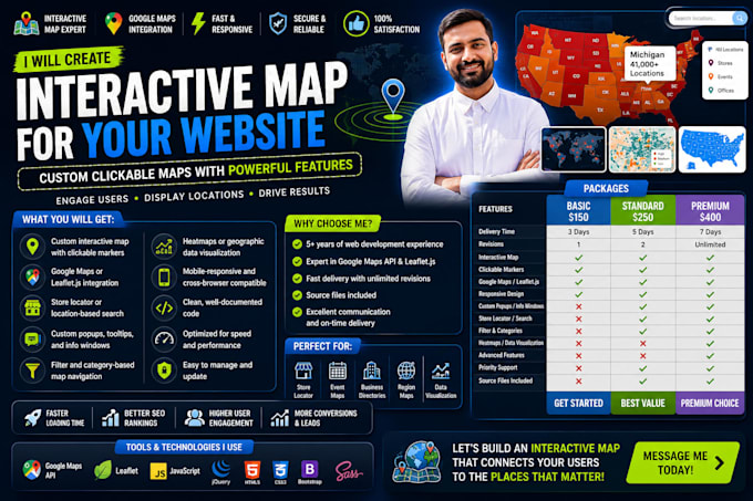 create an interactive map for your website with custom clickable markers