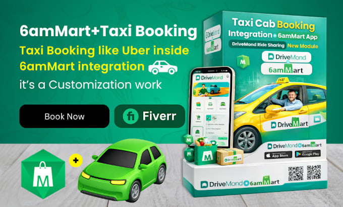 add taxi booking drivemond in 6ammart code, cab script integration customization