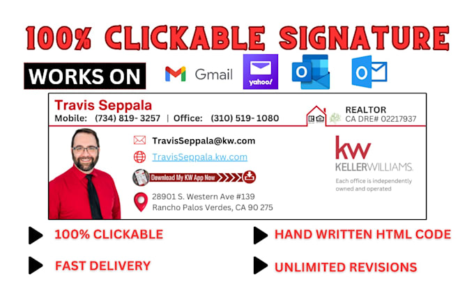 create modern clickable html email signature