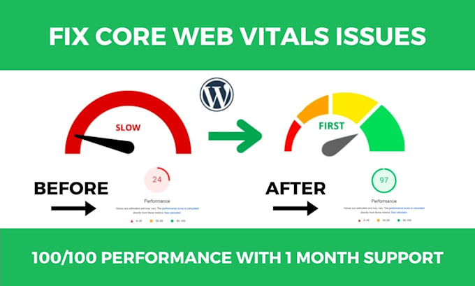 fix core web vitals issues for wordpress website or increase pagespeed insights