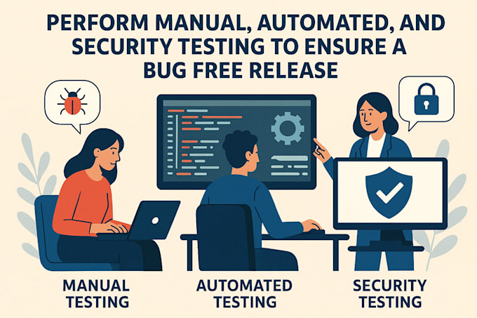 perform manual, automated, and security testing to ensure a bug free release