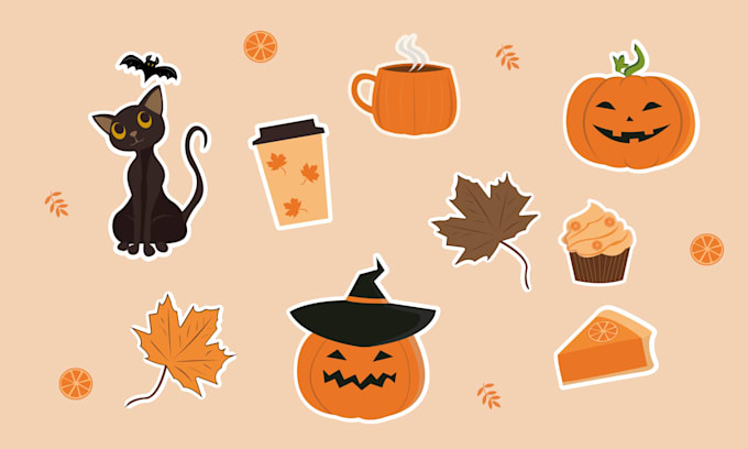 draw christmas, autumn, halloween, stickers, illustrations, pattern