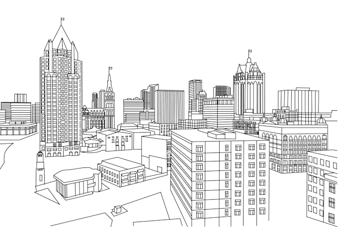 draw amazing building design line art illustration sketch