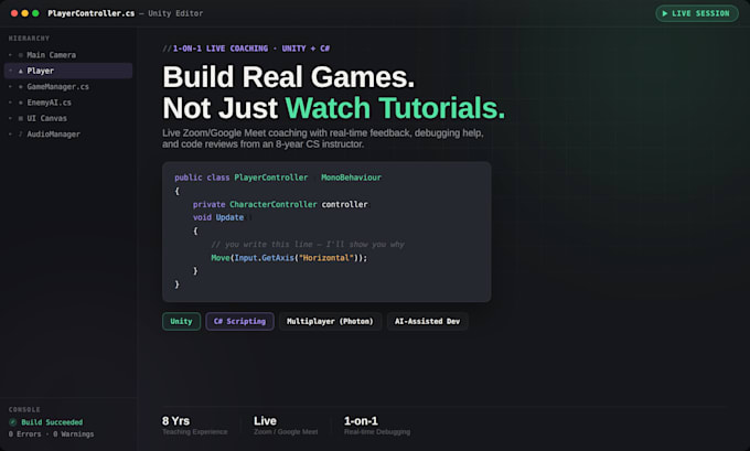 teach you game development using unity c sharp