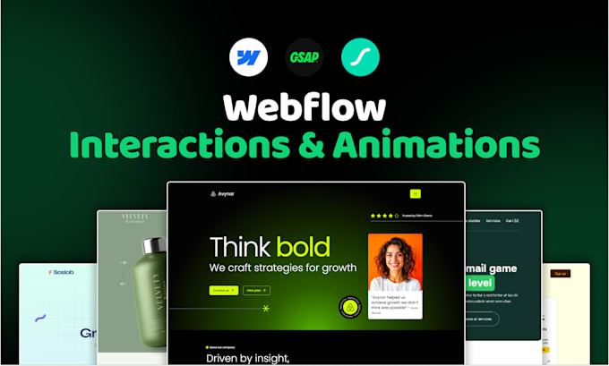 create webflow interactions, animations, and scroll effects