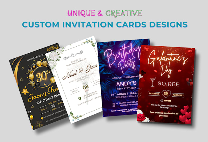 design invitation cards for your birthday, wedding, greeting, party