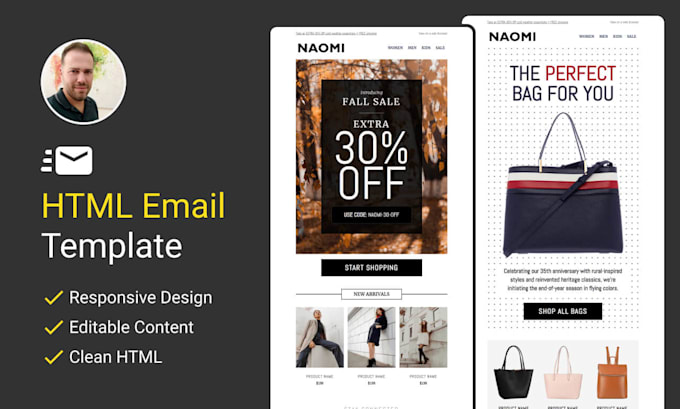 design and code an HTML email template or newsletter