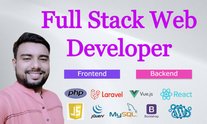 do php laravel, vue, react, node js full stack development