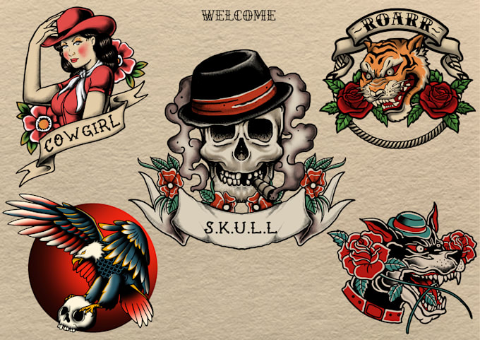 draw custom traditional or old school tattoo design