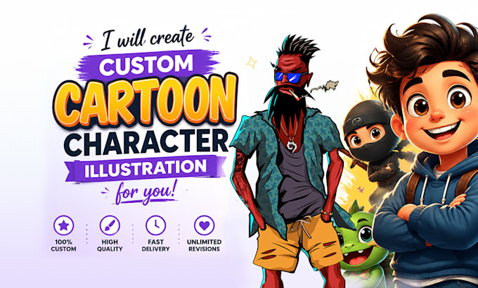 create custom cartoon character illustration for you