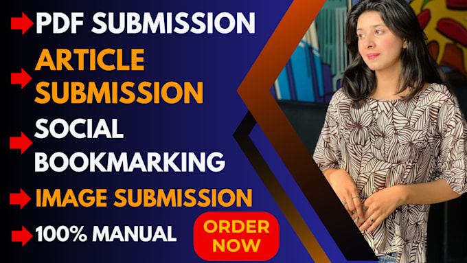 manually high da social bookmarking, pdf, image, article submission seo backlink