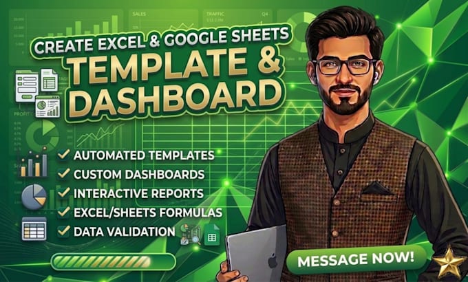 create excel and google sheets template and dashboard