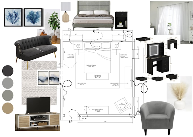 do home interior design with ikea shopping list and mood board