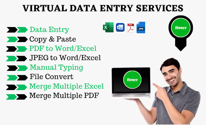 do data entry online ,offline, PDF to word, typing, excel