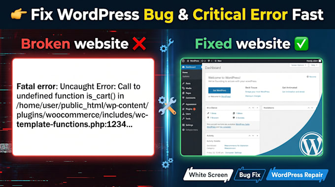 fix wordpress critical error, white screen and site bugs