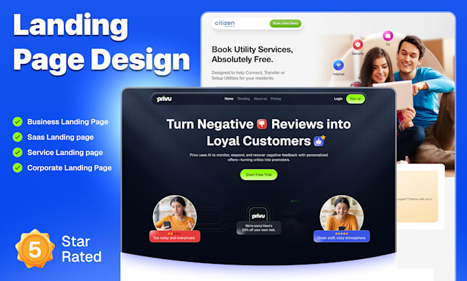 design modern responsive landing page for your business in figma and framer