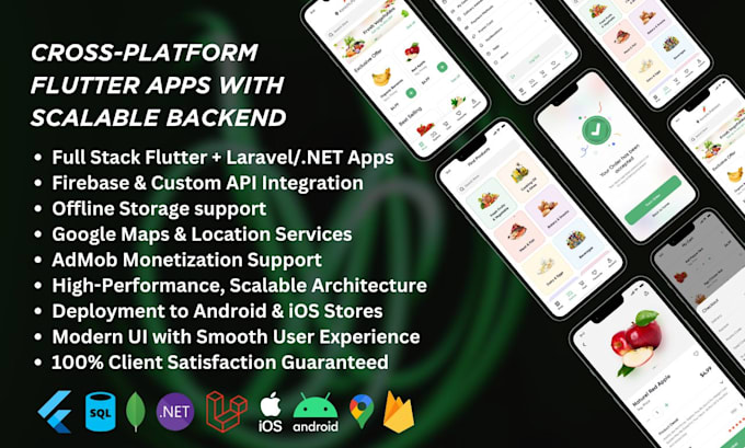 build android and ios mobile apps using flutter and laravel or dotnet