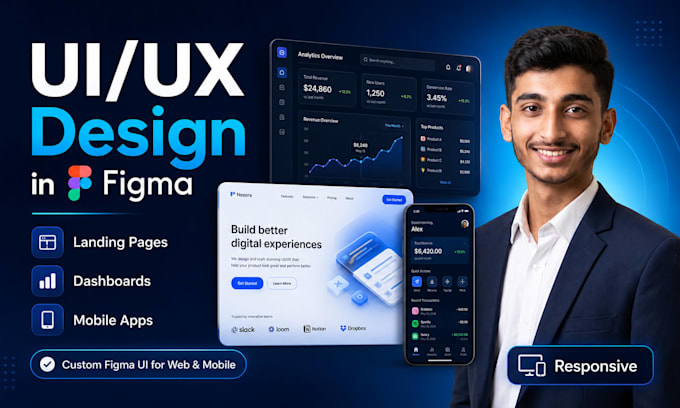 design modern UI UX for website, mobile app in figma
