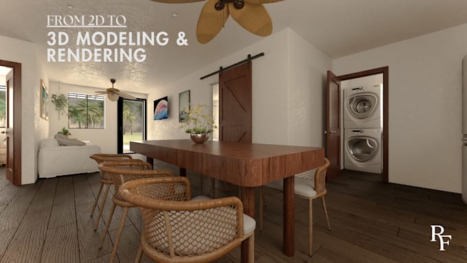 create realistic 3d renders of interior design and exteriors