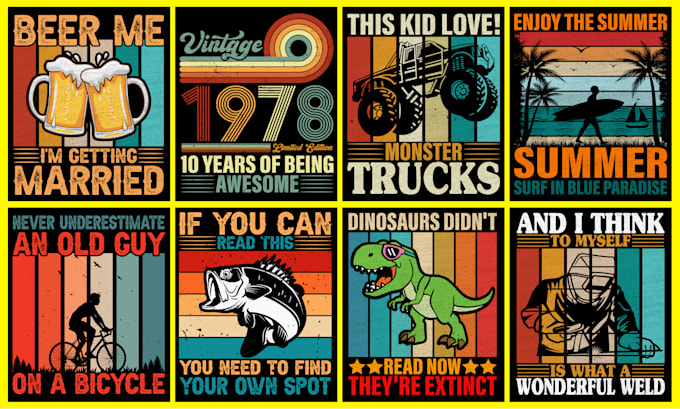 Top 10! I will custom t shirt design, bulk t shirt, vintage retro t shirt,  for $5