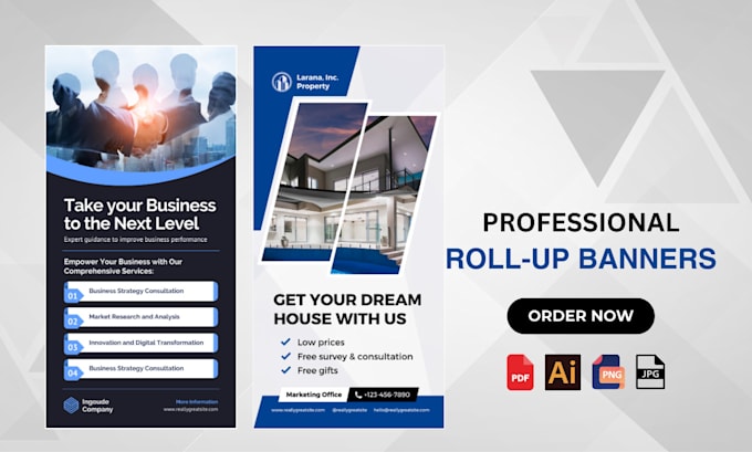 craft a corporate roll up, pull up and retractable banner for you