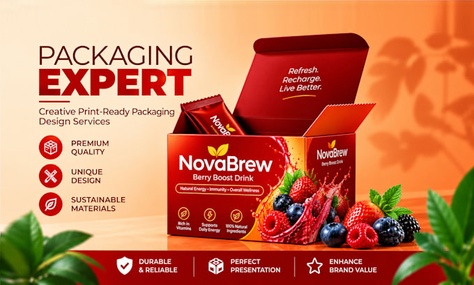 minimal box packaging, mailer box dieline, product label and amazon packaging
