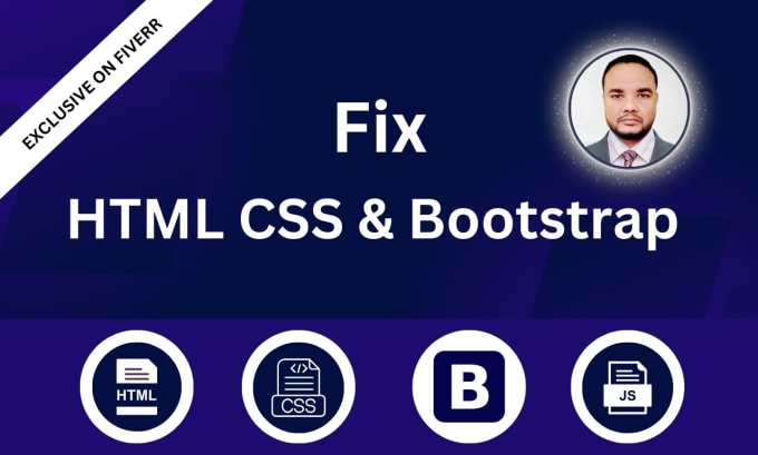 Fix html css bootstrap and responsive issues in an hour by Fic999 | Fiverr