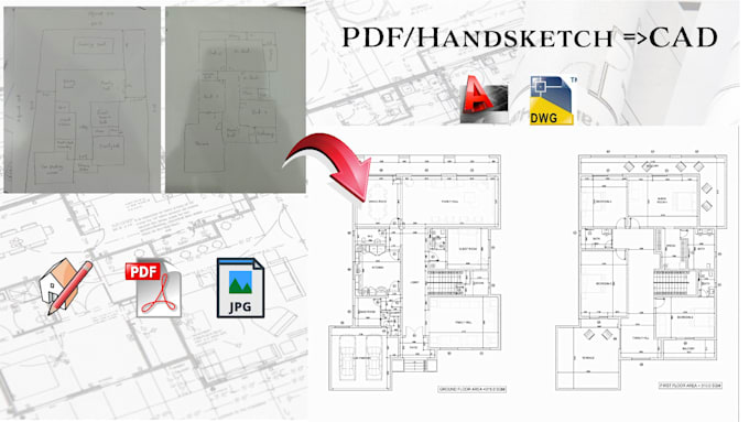 Do hand sketch, image file to autocad drawing by Manojaravind_r | Fiverr
