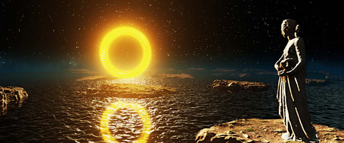 create 3d planet island logo animation