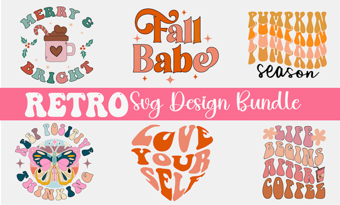 Do retro wavy groovy svg t shirt design bundle for etsy by Svglover100 ...