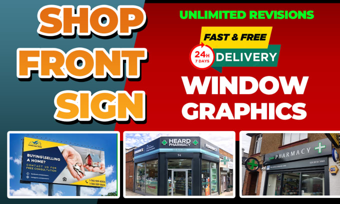 Design creative shopfront or storefront window graphics , billboard or ...