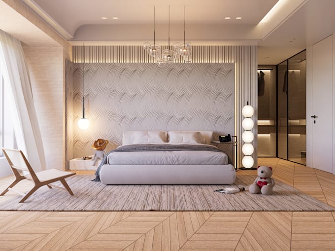 design and render the 3d interior of your master bedroom
