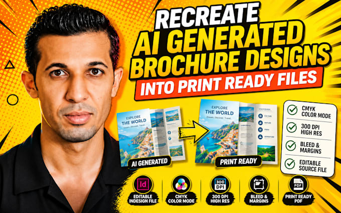 recreate ai generated brochure designs into print ready files