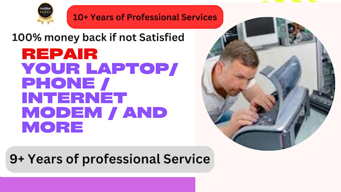 repair computer, laptop, phone, internet modem any technical issues fix remotely