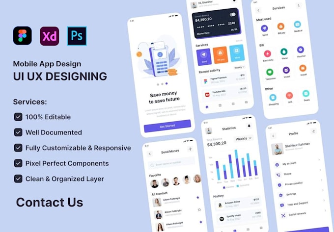 Create mobile app ui for android and ios in figma by Fazi1490 | Fiverr