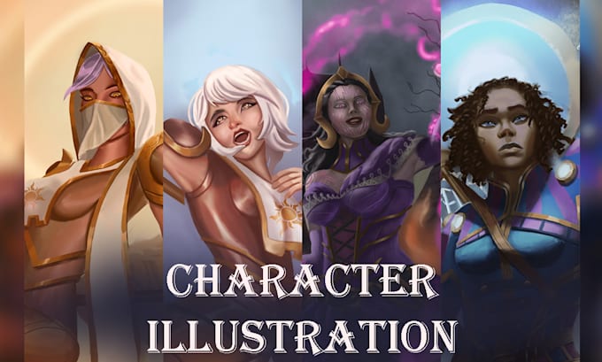 draw fantasy illustration for dnd, oc, card game, book cover