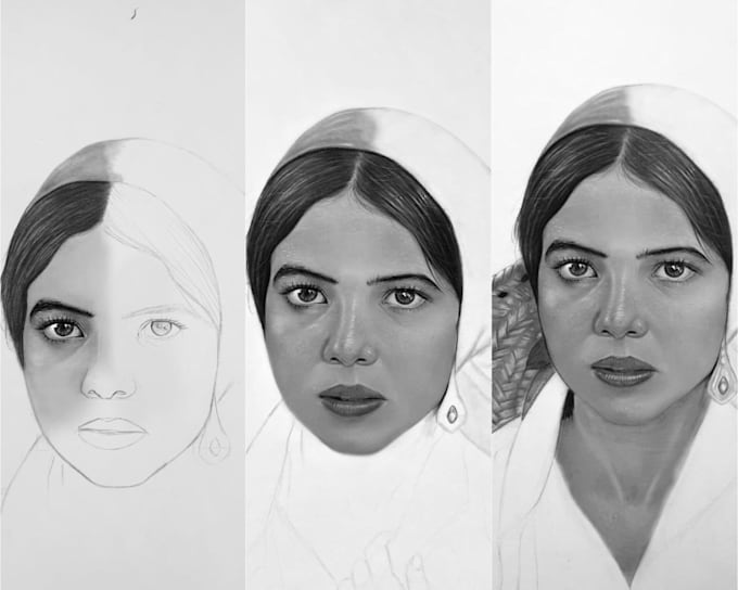 create a custom realistic pencil sketch portrait  by pencil drawing