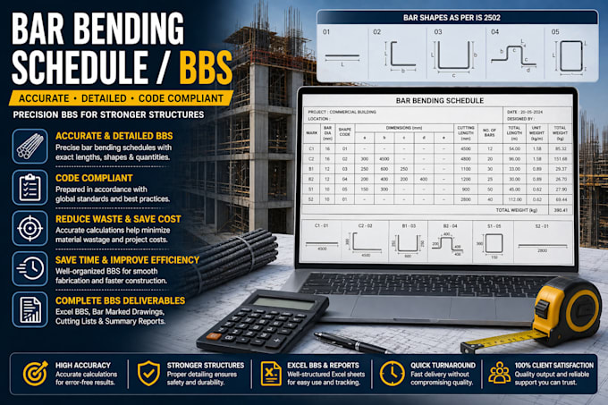 prepare bar bending schedule bbs and rebar quantity takeoff