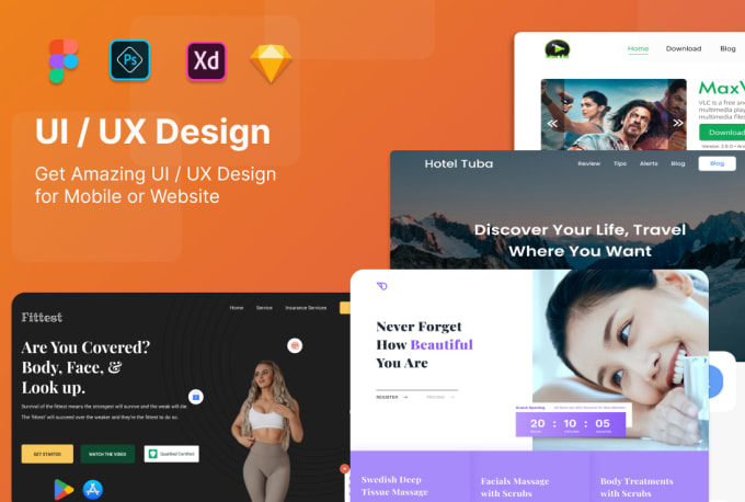 Adobe XD : App UI UX design 05 - Blogger and Places UI