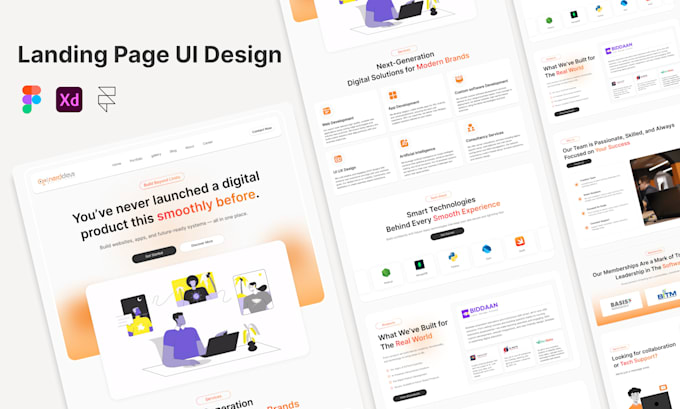 do responsive edtech website and saas landing page UI UX design in figma
